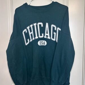 Abercrombie soft A&F green Chicago USA crewneck Sweatshirt women’s
